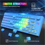 Combo Teclado y Ratón Inalámbrico para Windows, 2.4 GHz con Receptor USB, 64 Teclas con Perilla RGB Retroiluminado Recargable 3000mAh Batería Teclado 2400 dpi Mouse con Alfombrilla de ratón - Azul - Imagen 5