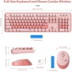 SOLIDEE Combo de ratón y Teclado inalámbricos,104 Teclas Teclado Estilo máquina de Escribir Retro,2.4GHz Teclado ergonómico Circular con Teclado Numérico(Americano QWERTY)(Diary Pink) - Imagen 6