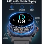 LIGE Reloj Inteligente Hombre Militar con Llamadas Bluetooth, 1.43" AMOLED Smartwatch Hombre con Pulsómetro Monitor de Sueño, IP68 Impermeable, 120+Modos Deportivos, Smartwatch para Android iOS - Imagen 2