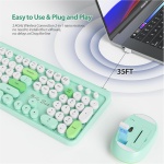 SOLIDEE Combo de ratón y Teclado inalámbricos,104 Teclas Teclado Estilo máquina de Escribir,2.4GHz Teclado de Máquina de Escribir de Teclas Redondas con Teclado Numérico(Americano QWERTY)(Bear Green) - Imagen 5