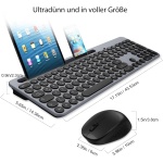 LeadsaiL Juego de teclado y ratón inalámbrico, ratón ergonómico y teclado inalámbrico, teclado y ratón de tamaño estándar, diseño alemán QWERTZ, botón de clic silencioso, 12 teclas FN para ordenadores - Imagen 2