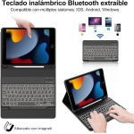 IVEOPPE Funda Teclado iPad 9, Teclado iPad 10.2, Teclado Español Ñ Retroiluminados Inalámbrico Desmontable para iPad 9 2021/iPad 8 2020/ iPad7 2019 10.2", iPad Air 3, iPad Pro 10.5, Negro - Imagen 3
