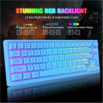 Combo Teclado y Ratón Inalámbrico para Windows, 2.4 GHz con Receptor USB, 64 Teclas con Perilla RGB Retroiluminado Recargable 3000mAh Batería Teclado 2400 dpi Mouse con Alfombrilla de ratón - Azul - Imagen 2