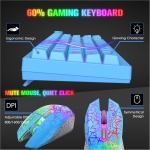 Combo Teclado y Ratón Inalámbrico para Windows, 2.4 GHz con Receptor USB, 64 Teclas con Perilla RGB Retroiluminado Recargable 3000mAh Batería Teclado 2400 dpi Mouse con Alfombrilla de ratón - Azul - Imagen 6