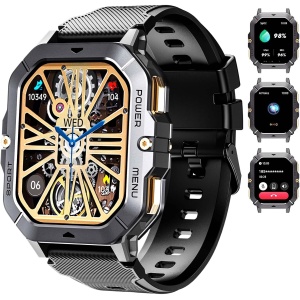 OUKITEL BT101 - Reloj Inteligente para Hombre, Resistente al Agua, 5 ATM, con función de teléfono, Pantalla táctil HD de 2,02 Pulgadas, 100 Modos Deportivos con pulsómetro, Monitor de sueño