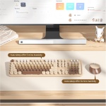 SOLIDEE Combo de ratón y Teclado inalámbricos,104 Teclas Teclado Estilo máquina de Escribir,2.4GHz Teclado de Máquina de Escribir de Teclas Redondas Teclado Numérico(Americano QWERTY)(Mixed Coffee) - Imagen 2