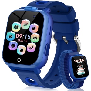 PIULAXIU Smartwatch para Niños, Reloj Inteligente para Niños con Teléfono, 13 Alarmas de Hábitos, Audiolibros, 30 Juegos, SOS, Llamadas, Modo Escolar, Cámara, Regalo para Niños y Niñas (Azul)