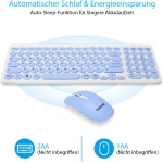 LeadsaiL, Juego de ratón de teclado inalámbrico, ratón ergonómico y teclado, teclado y ratón inalámbricos para PC, diseño alemán QWERTZ, teclas silenciosas de teclado y ratón, MacOS PC, portátil, azul - Imagen 3