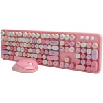 Teclado Inalámbrico de 2,4 GHz, Juego de Teclado y Ratón Inalámbrico de 104 Teclas, Bonito Teclado de Escritorio de Oficina para Ordenador (Color Rosa Mezclado) - Imagen 3