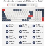 Goshyda Combo de Teclado Inalámbrico y Ratón, Teclas Redondas, Diseño Ergonómico, Modos de Conexión Duales, Adecuado para Teléfono, Tableta y Oficina (Blanco Azul) - Imagen 2