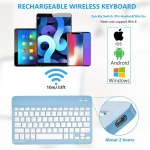 Teclado inalámbrico portátil, AIMMIE Rechargeable10 Teclado Universal ultradelgado para Tableta con Mouse inalámbrico, pequeño Teclado inalámbrico para tabletas iOS/Android/Windows, computadoras - Imagen 2