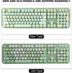 PUSOKEI Juego de ratón y Teclado Retro - Teclado de máquina de Escribir inalámbrico, Teclado Lindo de Escritorio, Combo de Teclado y ratón de 104 Teclas, tecla Redonda Retro(Verde) - Imagen 7