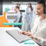 PINKCAT Teclado Inalámbrico, Teclado Bluetooth & 2.4G, Diseño QWERTY español Compacto con Teclas Multimedia para PC, portátil, Ordenador portátil, Windows (Plata) - Imagen 6