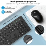 Juego de teclado y ratón inalámbrico, 2,4 GHz, teclado inalámbrico con ratón, tamaño completo, teclado inalámbrico con ratón ergonómico, para Windows/ordenadores/portátiles/portátiles – Negro - Imagen 8
