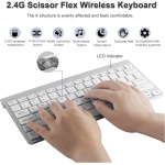 Thanice Combo de teclado y mouse inalámbricos de 2.4 G, teclado inalámbrico portátil delgado USB con clic silencioso, compatible con iMac, Mac, PC, laptop, Smart TV, PS4 (plateado) - Imagen 4