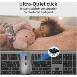 Combo de teclado y mouse inalámbricos, teclado delgado y delgado con receptor USB, clic silencioso, 2400 DPI, interruptor de tijera inalámbrico de tamaño completo, para laptop, PC, Windows, gris y - Imagen 2