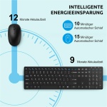 Juego de teclado y ratón inalámbrico, QCen 2,4 GHz, ultrafino, teclado inalámbrico ergonómico en tamaño estándar con 19 teclas especiales y un teclado numérico, para PC, portátil, disposición alemana - Imagen 2