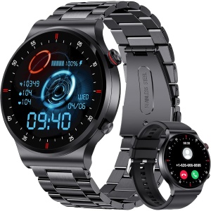 Reloj Inteligente Hombre Llamadas Bluetooth,1.32" Smartwatch con Monitor de Ritmo Cardíaco y Sueño,100+Modos Deportivos,IP68 Impermeable Acero Inoxidable Reloj Deportivo para Android iOS Negro