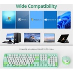 SOLIDEE Combo de ratón y Teclado inalámbricos,104 Teclas Teclado Estilo máquina de Escribir,2.4GHz Teclado de Máquina de Escribir de Teclas Redondas con Teclado Numérico(Americano QWERTY)(Bear Green) - Imagen 8