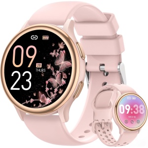 Sanorum Reloj Inteligente Mujer, 1.27" HD Smartwatch con Llamadas Seguimiento del Periodo Monitor Sueño/SpO2/Pulsómetro/Estrés Ánimo, 70+ Modos Deportes IP68 Android iOS Rosa