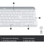 Logitech Slim Wireless Combo MK470 - Keyboard and mouse set - wireless - 2.4 GHz - QWERTY - UK - off-white - Imagen 6