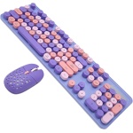 Combinación de Teclado y Ratón Inalámbricos 2,4G, Poco Ruido, 3 dpi Ajustables, con 104 Teclas para Redactores, Mecanógrafos y Programadores (Color Mezclado Púrpura) - Imagen 7