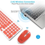 LeadsaiL KF29 Juego de teclado y mouse inalámbricos, ratón USB inalámbrico y teclado compacto para computadora, QWERTY UK Layout para laptop HP/Lenovo y Mac-Coral - Imagen 2