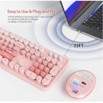SOLIDEE Combo de ratón y Teclado inalámbricos,104 Teclas Teclado Estilo máquina de Escribir Retro,2.4GHz Teclado ergonómico Circular con Teclado Numérico(Americano QWERTY)(Diary Pink) - Imagen 3