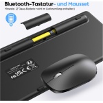 Teclado y ratón Bluetooth Mac, teclado y ratón inalámbricos OMOTON para Apple MacBook Pro/Air, iMac, iMac Pro, Mac Mini/Pro, batería AAA, tamaño completo, múltiples dispositivos, QWERTZ (negro) - Imagen 3