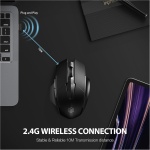 INPHIC - Ratón inalámbrico ergonómico Recargable de 2,4 G, con nanorreceptor USB para Ordenador portátil, de sobremesa, MacBook, 6 Teclas, Negro - Imagen 6