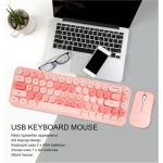 Teclado USB Ratón 2.4G Inalámbrico 68 Teclas Teclado Ratón de Juego Retro de Bajo Consumo para PC (Tema Rosa) - Imagen 4
