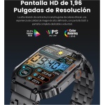 ESFOE Reloj Inteligente Hombre(3 Correas), 1.96'' 400mAh Smartwatch Hombre con Llamada Bluetooth,IP68 Impermeable,Cuerpo Metálico de Acero Inoxidable,100+Deportes Militar Smart Watch para Android iOS - Imagen 3