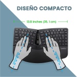 Perixx Periduo-606 - Juego de Teclado Compacto ergonómico y ratón Vertical inalámbrico, reposamuñecas Ajustable y Teclas de Perfil bajo, dpi Ajustable, QWERTY español - Imagen 2