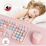 SOLIDEE Combo de ratón y Teclado inalámbricos,104 Teclas Teclado Estilo máquina de Escribir,2.4GHz Teclado de Máquina de Escribir de Teclas Redondas con Teclado Numérico(Americano QWERTY)(Mixed Pink) - Imagen 5