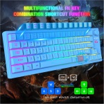 Combo Teclado y Ratón Inalámbrico para Windows, 2.4 GHz con Receptor USB, 64 Teclas con Perilla RGB Retroiluminado Recargable 3000mAh Batería Teclado 2400 dpi Mouse con Alfombrilla de ratón - Azul - Imagen 4