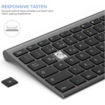 seenda Teclado inalámbrico con ratón, juego de ratón recargable inalámbrico para ordenador/portátil, clic silencioso, tamaño completo y diseño QWERTZ (negro y gris) - Imagen 4