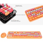Combo de Ratón con Teclado Inalámbrico, Kit de Ratón con Teclado Inalámbrico de Tamaño Completo de Escritorio de 104 Teclas, Ergonómico Y Bonito,(Color de té de Leche Dulce Color Mezclado) - Imagen 5