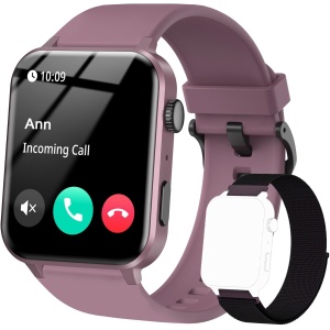 IOWODO Reloj Inteligente Hombre Mujer,Smartwatch,1.85" con Funciún Llamadas y Whatsapp Mensajes Bluetooth 5.0, 100 Modos Deporte para iOS Android Teléfono(Violeta)