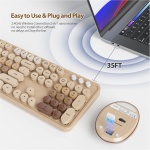 SOLIDEE Combo de ratón y Teclado inalámbricos,104 Teclas Teclado Estilo máquina de Escribir,2.4GHz Teclado de Máquina de Escribir de Teclas Redondas Teclado Numérico(Americano QWERTY)(Mixed Coffee) - Imagen 4
