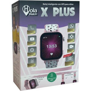Cefa Toys - Reloj Inteligente Holawatch X Plus Pink Android, con 4G LBS/WIFI, GPS, Tarjeta SIM, Cámara, Juegos, Llamadas, Videollamadas, Whatsapp, Medidor de Pasos, Correa Extra, Protector de Pantalla