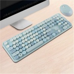 Teclados Silenciosos Juego de ratón y Teclado inalámbrico Keycap Punk Keyboard 2,4G inalámbrico y/PC/Teclado silencioso y ratón Teclado Laptop (Blue, One Size) - Imagen 3
