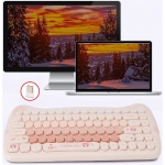Teclado de Máquina de Escribir con Teclas Redondas Retro de 2,4G, Combinación de Teclado y Ratón Inalámbricos con Teclado de 84 Teclas y Juego de Ratón de 4 Teclas para PC, (Brown) - Imagen 3