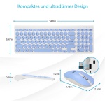 LeadsaiL, Juego de ratón de teclado inalámbrico, ratón ergonómico y teclado, teclado y ratón inalámbricos para PC, diseño alemán QWERTZ, teclas silenciosas de teclado y ratón, MacOS PC, portátil, azul - Imagen 6