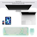 Ratón con Teclado Inalámbrico, Lindo Teclado con Teclas Redondas, Combinación de Ratón, Teclado de Máquina de Escribir Colorido de Tamaño Completo, Ratón óptico para Ordenador - Imagen 2