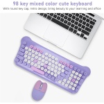 gernie Teclado y Ratón Inalámbricos, Teclado Inalámbrico para Máquina de Escribir Retro de 98 Teclas con Teclas Redondas, Conexión de 2,4 GHz Juego Combinado de Teclado y Ratón Colorido - Imagen 5