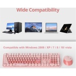 SOLIDEE Combo de ratón y Teclado inalámbricos,104 Teclas Teclado Estilo máquina de Escribir Retro,2.4GHz Teclado ergonómico Circular con Teclado Numérico(Americano QWERTY)(Diary Pink) - Imagen 2