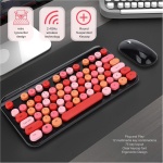Juego de ratón y Teclado inalámbrico ADITAM, Teclado Retro de 75 Teclas, USB, tamaño Completo, 1600 dpi, para tabletas portátiles, Soporte Win/Android/OS, QWERTY (Rojo Negro) Double The Comfort - Imagen 8