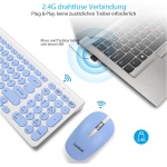LeadsaiL, Juego de ratón de teclado inalámbrico, ratón ergonómico y teclado, teclado y ratón inalámbricos para PC, diseño alemán QWERTZ, teclas silenciosas de teclado y ratón, MacOS PC, portátil, azul - Imagen 2
