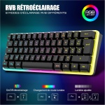RedThunder K62 60% teclado y ratón de juego inalámbrico RGB, AZERTY francés 62 teclas mini teclado retroiluminado, ultracompacto, ratón óptico celular ligero, kit portátil para PC PS5 Xbox - Imagen 3