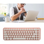 Shanrya Combinación de Ratón y Teclado Inalámbrico Conexión Inalámbrica 2,4G Combinación de Teclado y Ratón Inalámbricos Silenciosos Ahorro de Energía Dot Keycap para Oficina (Blanco Rosa) - Imagen 2